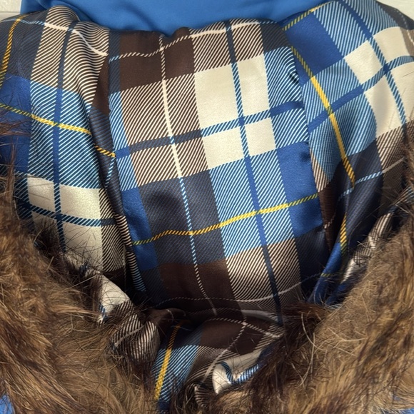 Dollhouse Blue Puffer Winter Jacket With Faux Fur Trim Hood - Picture 5 of 11